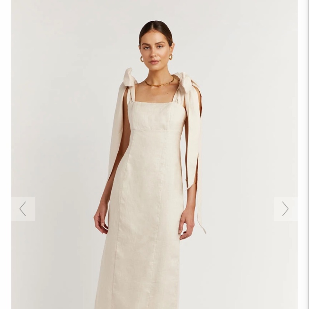 DISSH Pearl Linen Midi Bow Dress